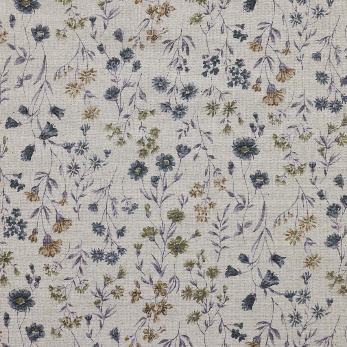 Antique Flowers Cotton Linen Sheeting – Khaki YPA-69040-1