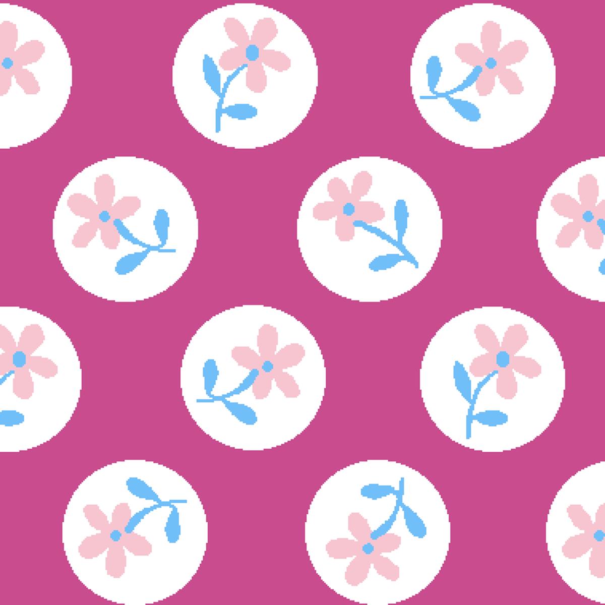 Circle Sprouts, Magenta Fabric