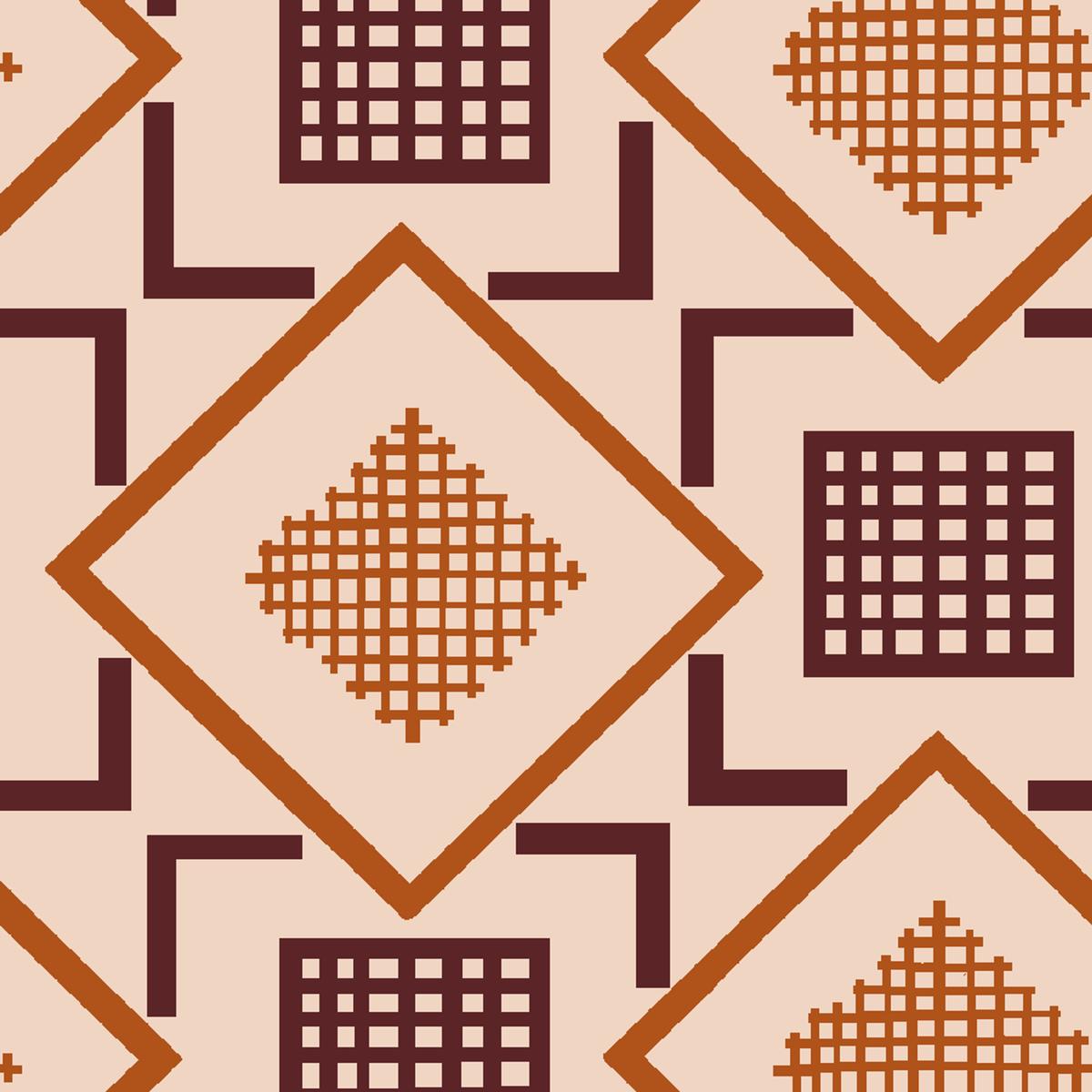 Court Sport Geo on Beige Fabric