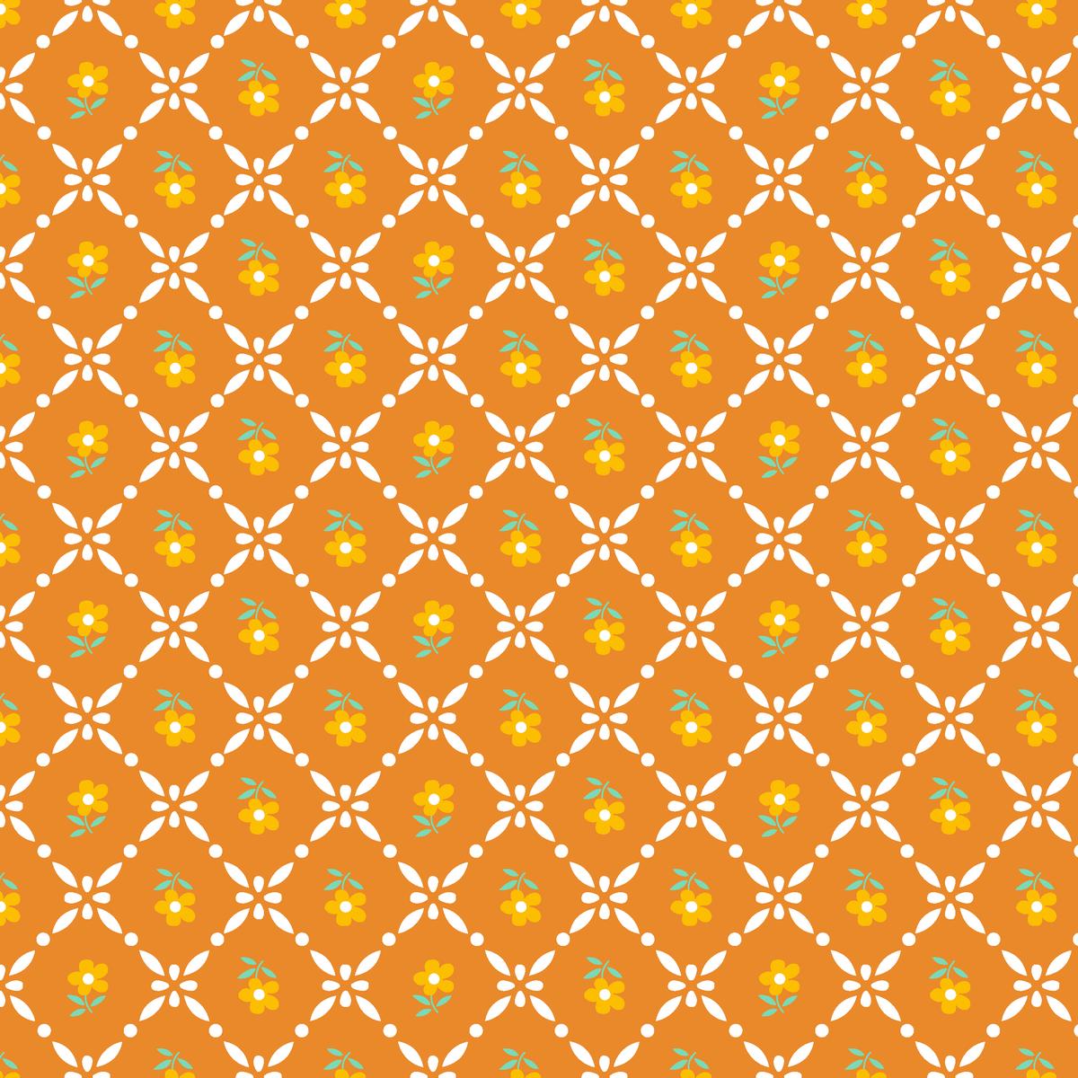 Daisy Trellis – Tangerine Floral Lattice Fabric