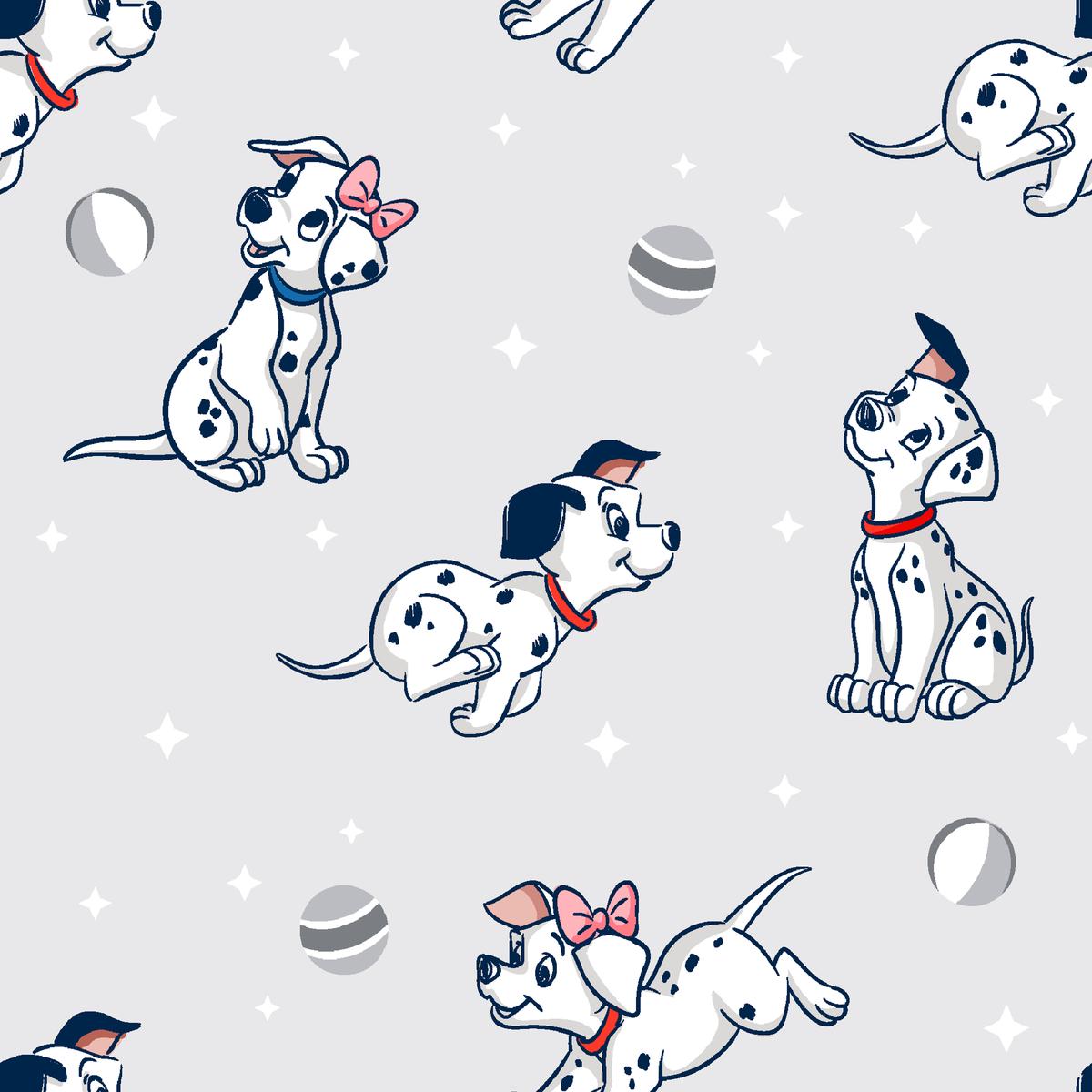 Disney 101 Dalmatians Playing on Gray Fabric