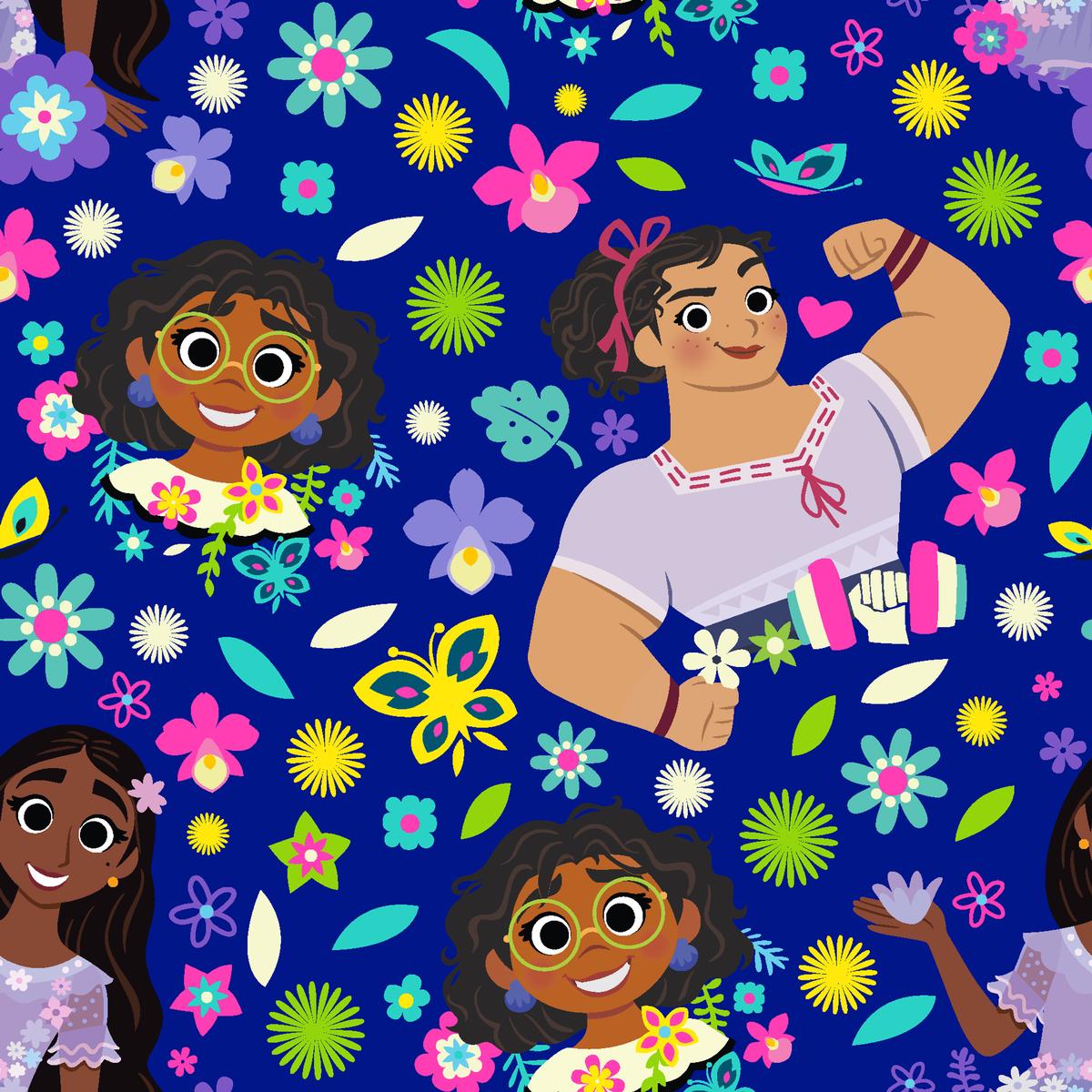 Disney Encanto Blue Floral Sister Trio Fabric