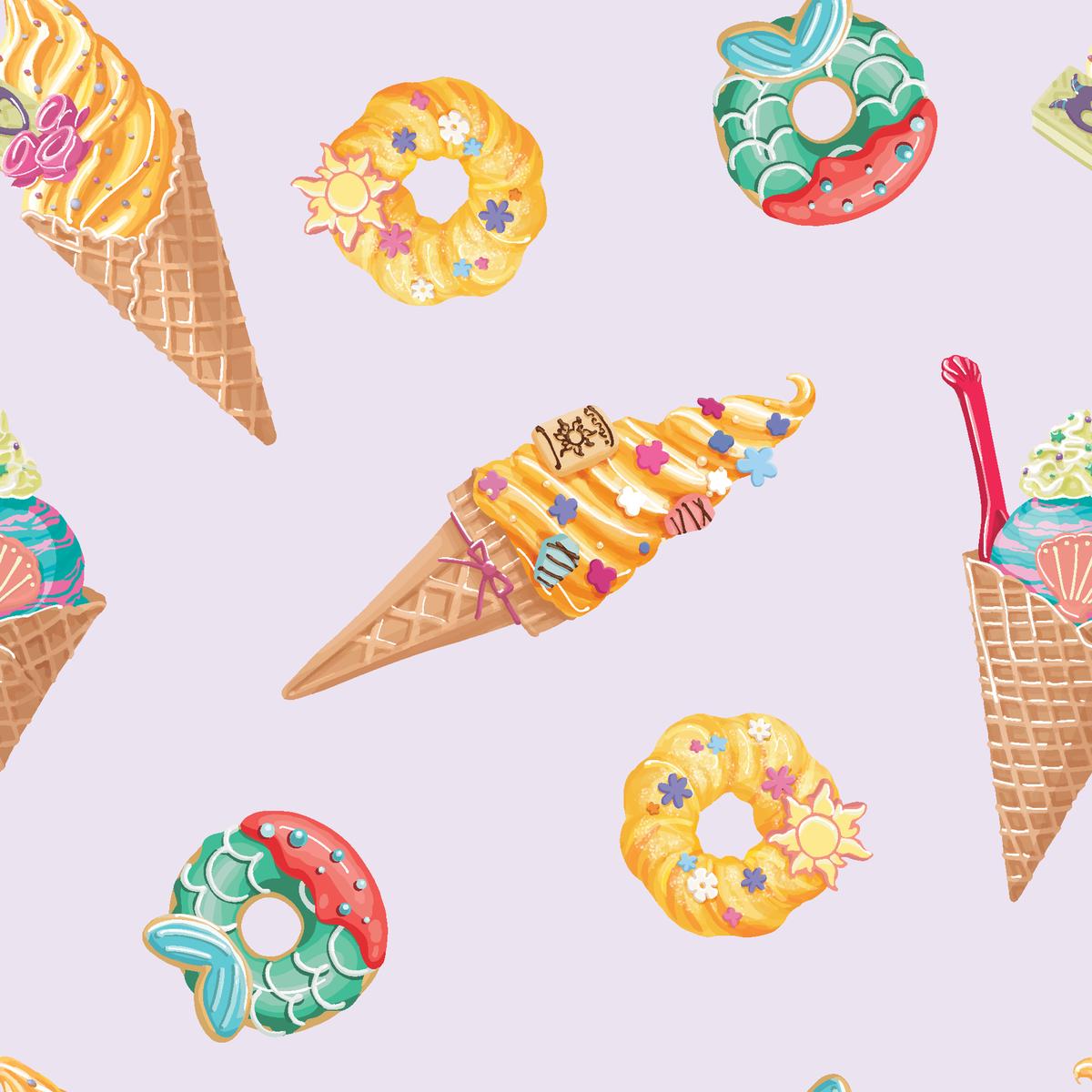 Disney Princess Ice Cream and Donuts Fabric