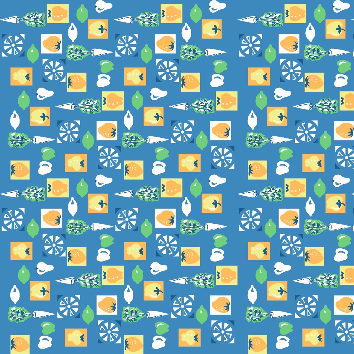 Farmers Market – Blue Geometric Food Fabric