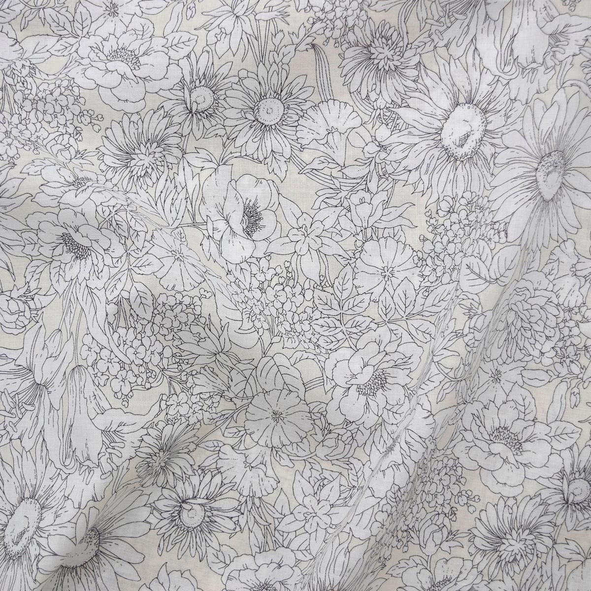 Flownny Line Drawing Flowers Lawn – White NFA-1030-34