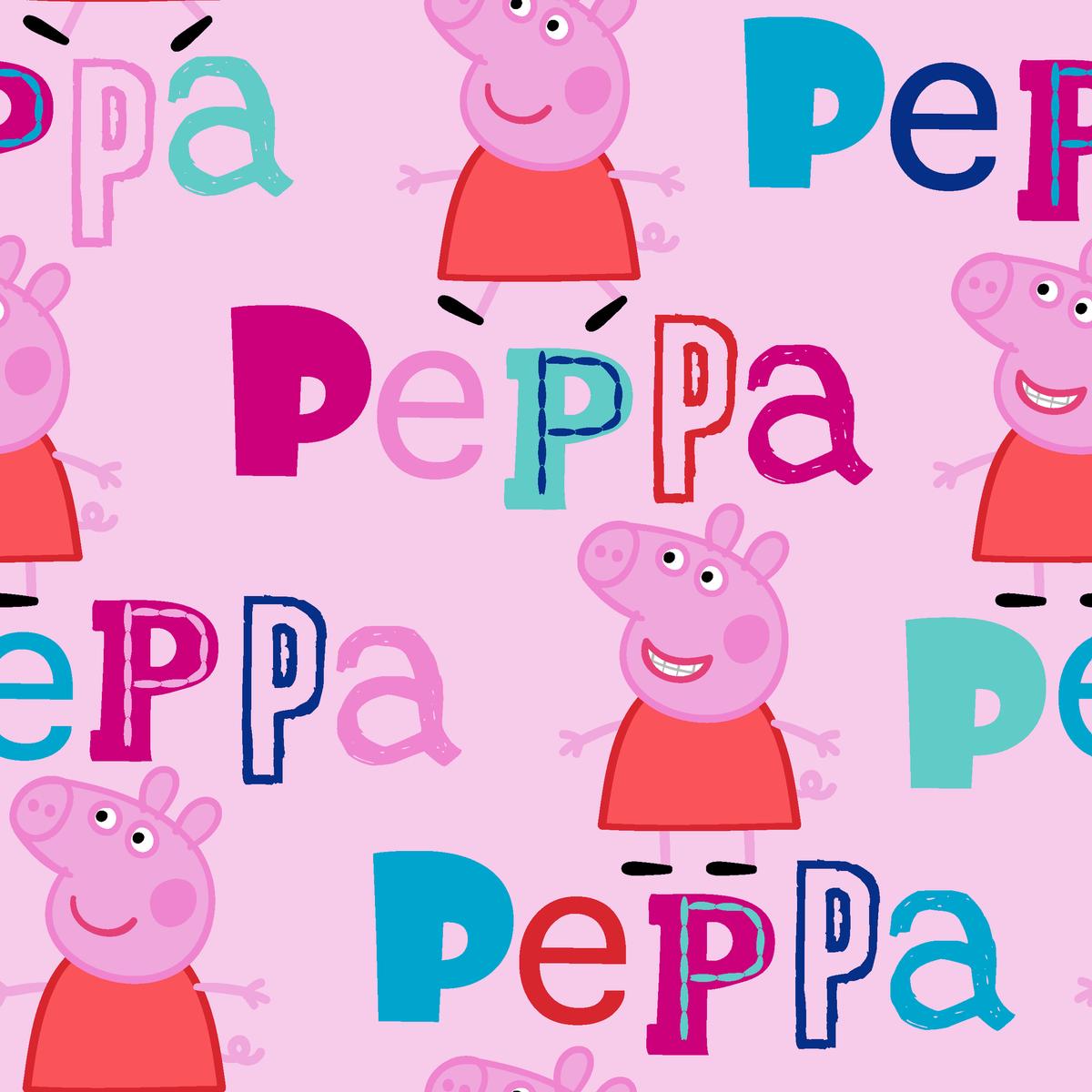 Hasbro Peppa Pig Name on Pink Fabric