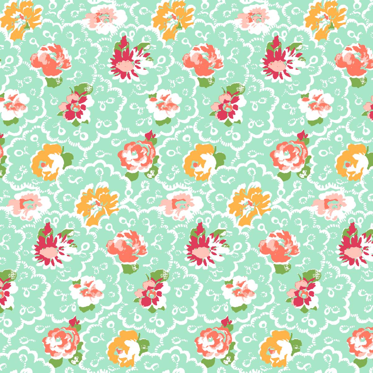 Juniper on Melon Fabric