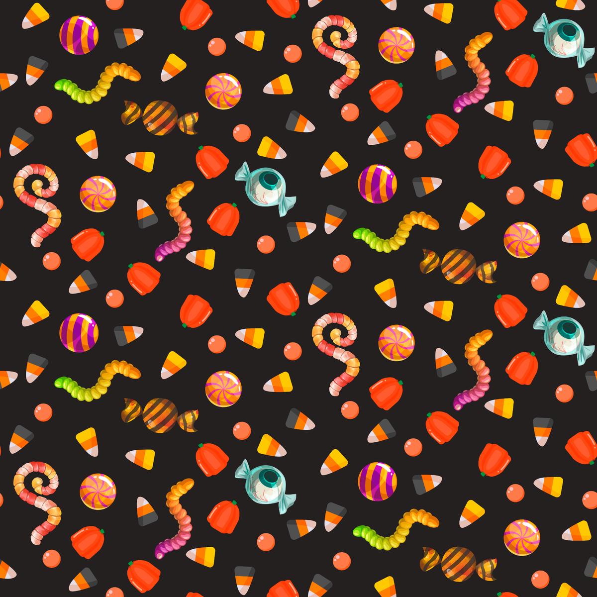 Kate Ward Thacker Halloween Candy on Black Fabric