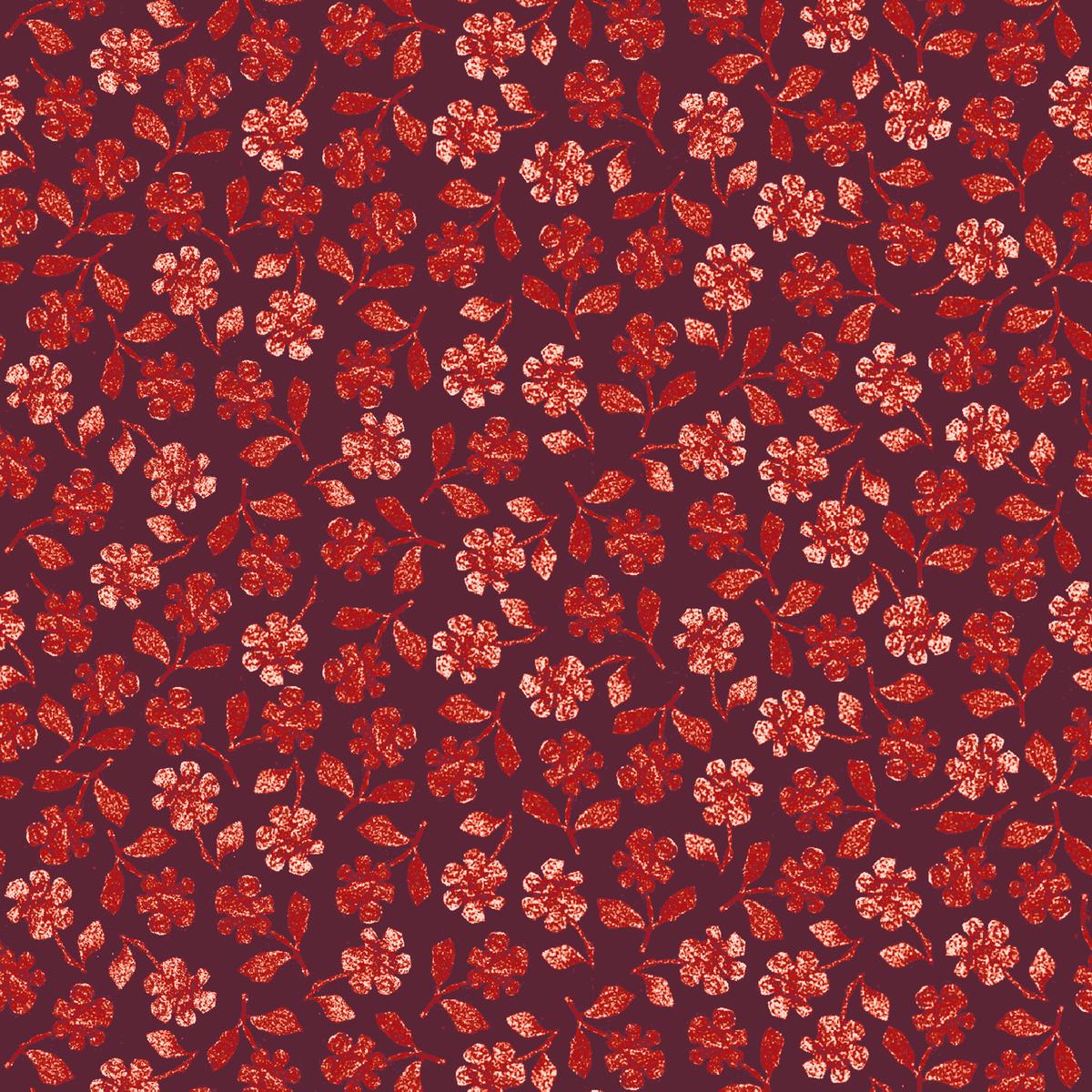 Leonora Blooms on Berry Fabric