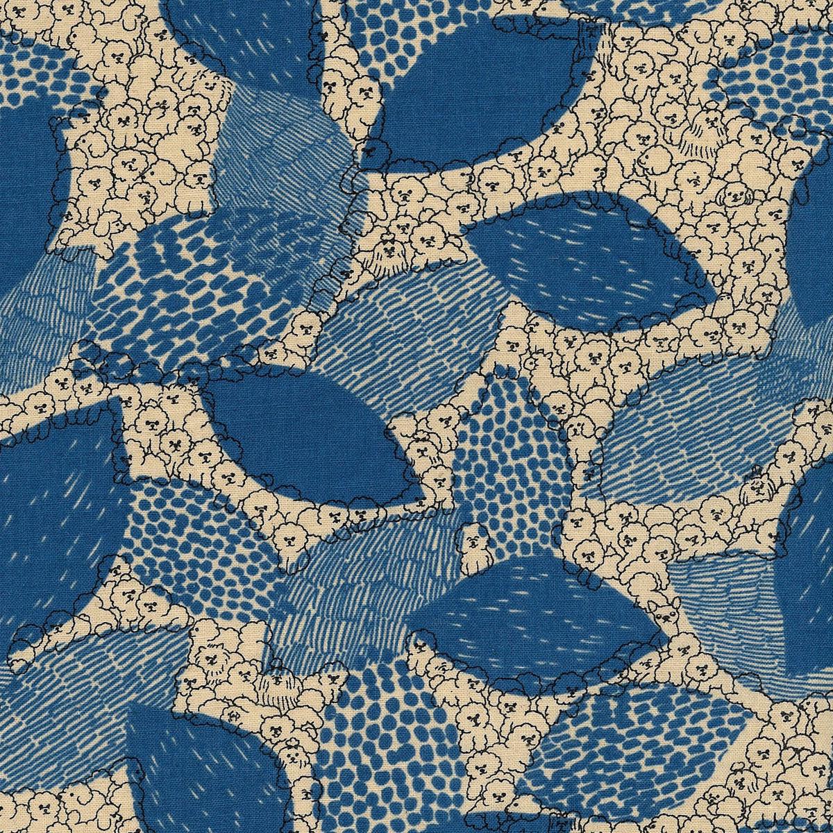 Marble SUD Bichon Frise Cotton Linen Sheeting – Blue EGX-8502-1