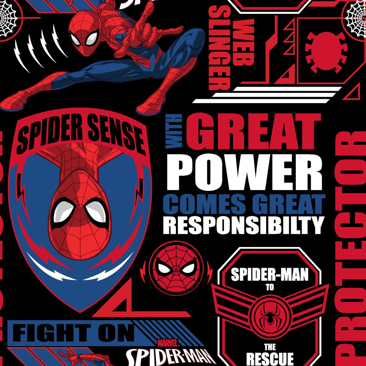 Marvel Spider-Man Red Action Comic Panels Fabric