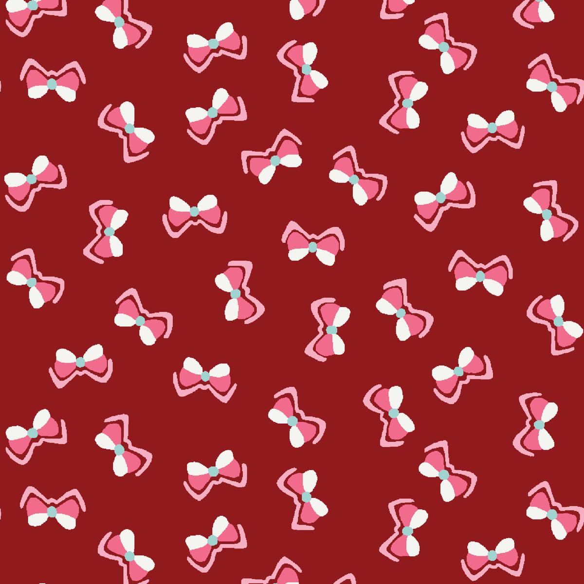 Megan Bows on Crimson Fabric