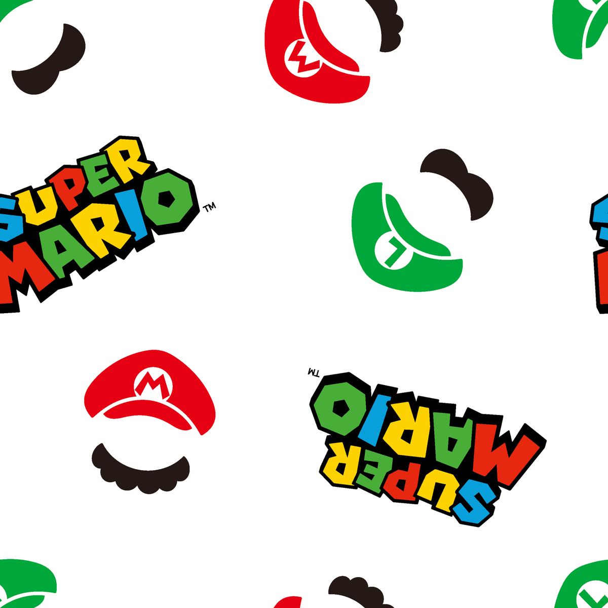 Nintendo Super Mario Icons on White Fabric