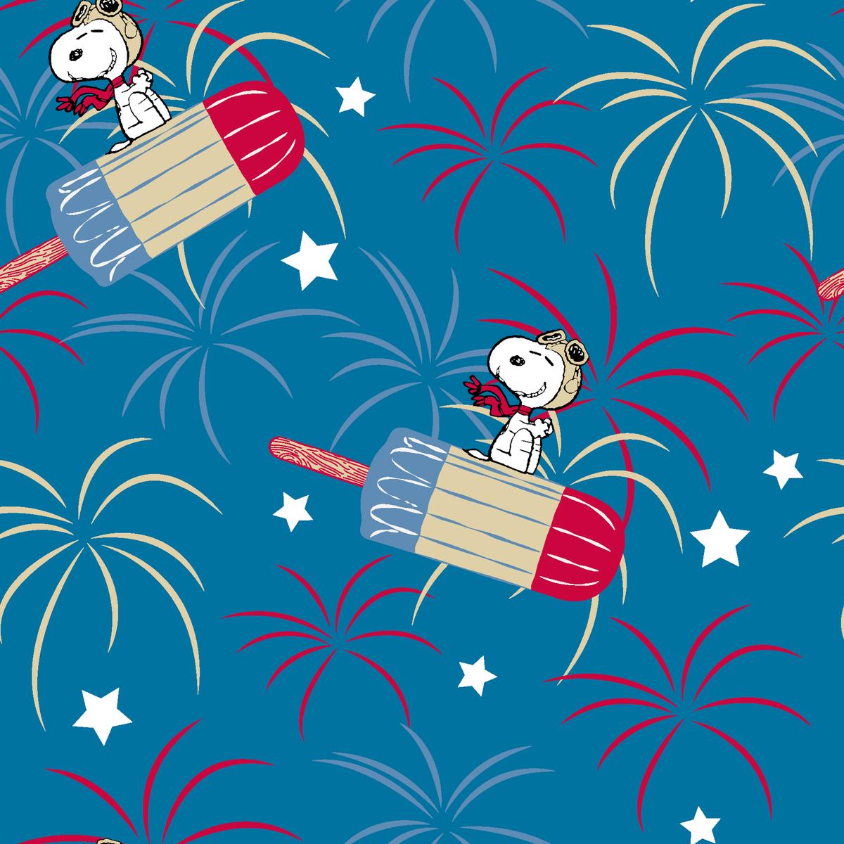 Peanuts Snoopy Patritoic Firework Popsicle Fabric