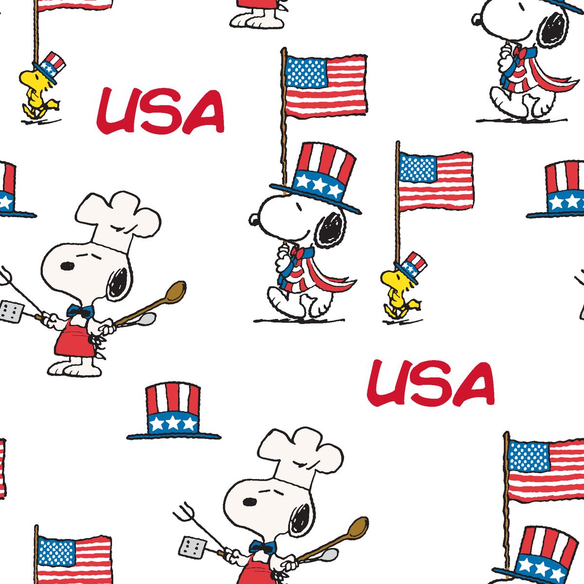 Peanuts Snoopy USA Patriotic BBQ Fabric
