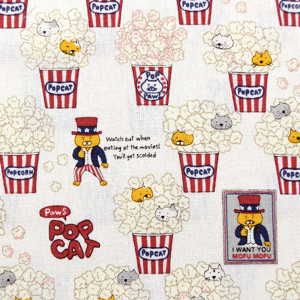 Pop Cat Cotton Canvas – Ivory
