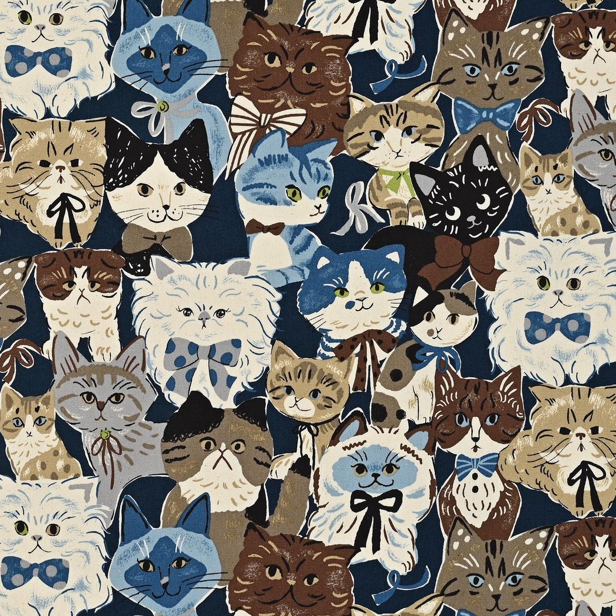 Powerful Animal Cats Retro Oxford – Navy YGA-76080-1