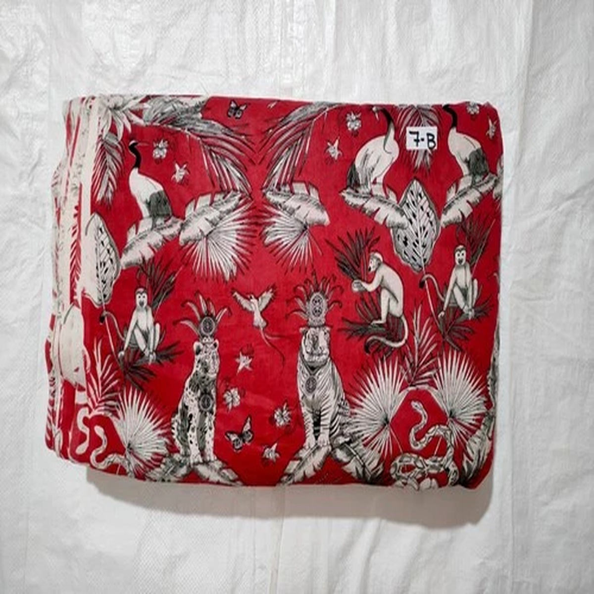 Red Tiger Print Indian Cotton Fabric Dressmaking Sewing Running Fabric 10 Yards