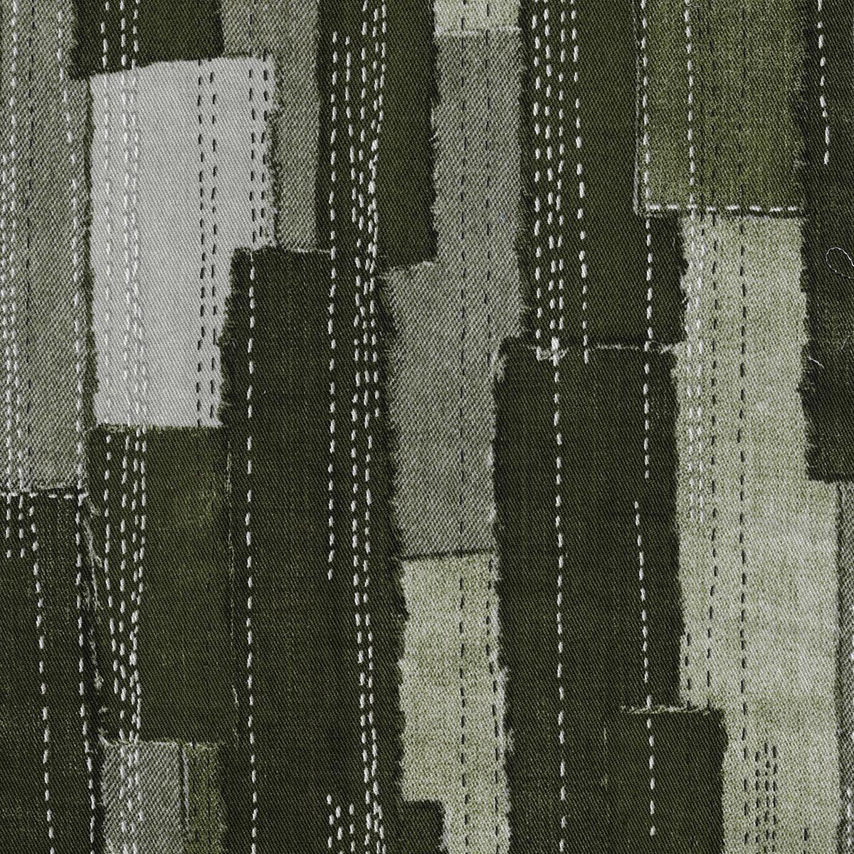 Sashiko Patchwork Print Cotton Twill – Khaki YGA-89020-2
