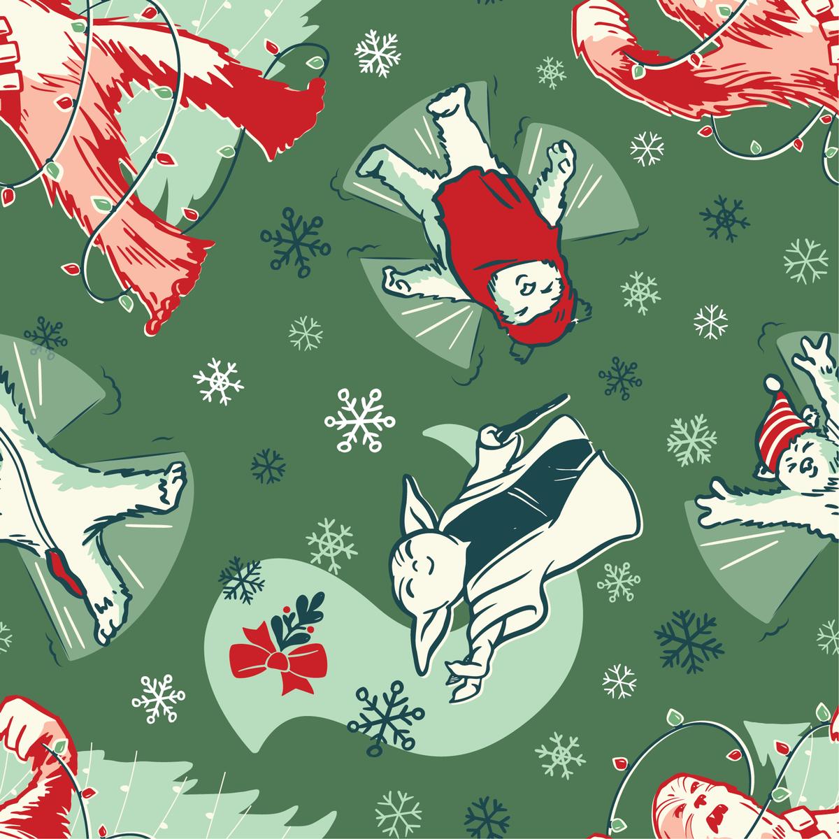 STAR WARS Christmas Ewok and Yoda on Green