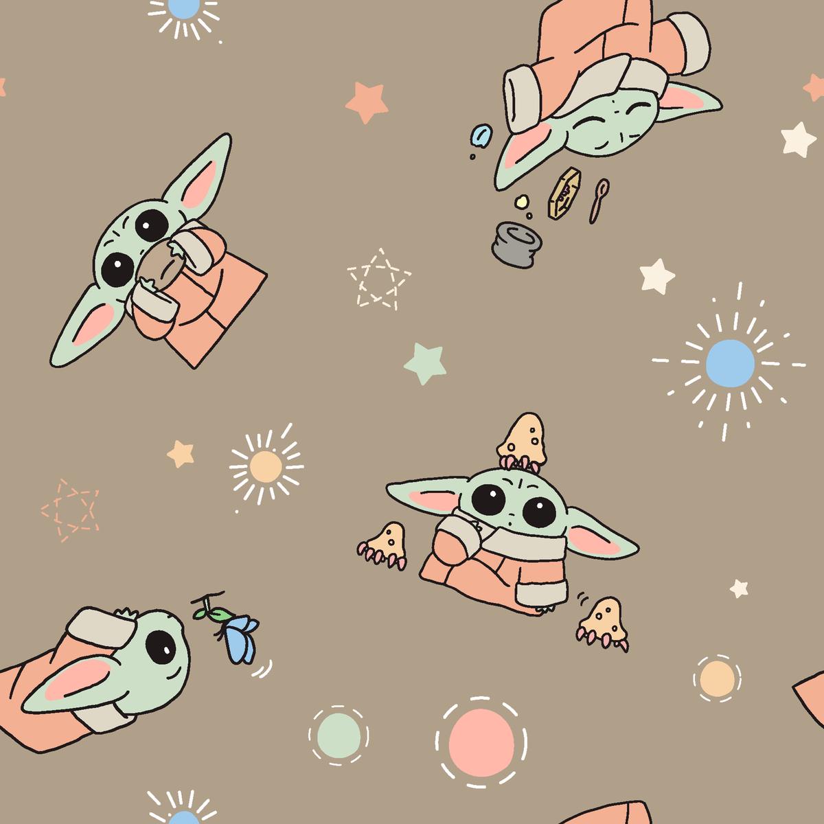 STAR WARS Grogu Space Toss on Tan Fabric