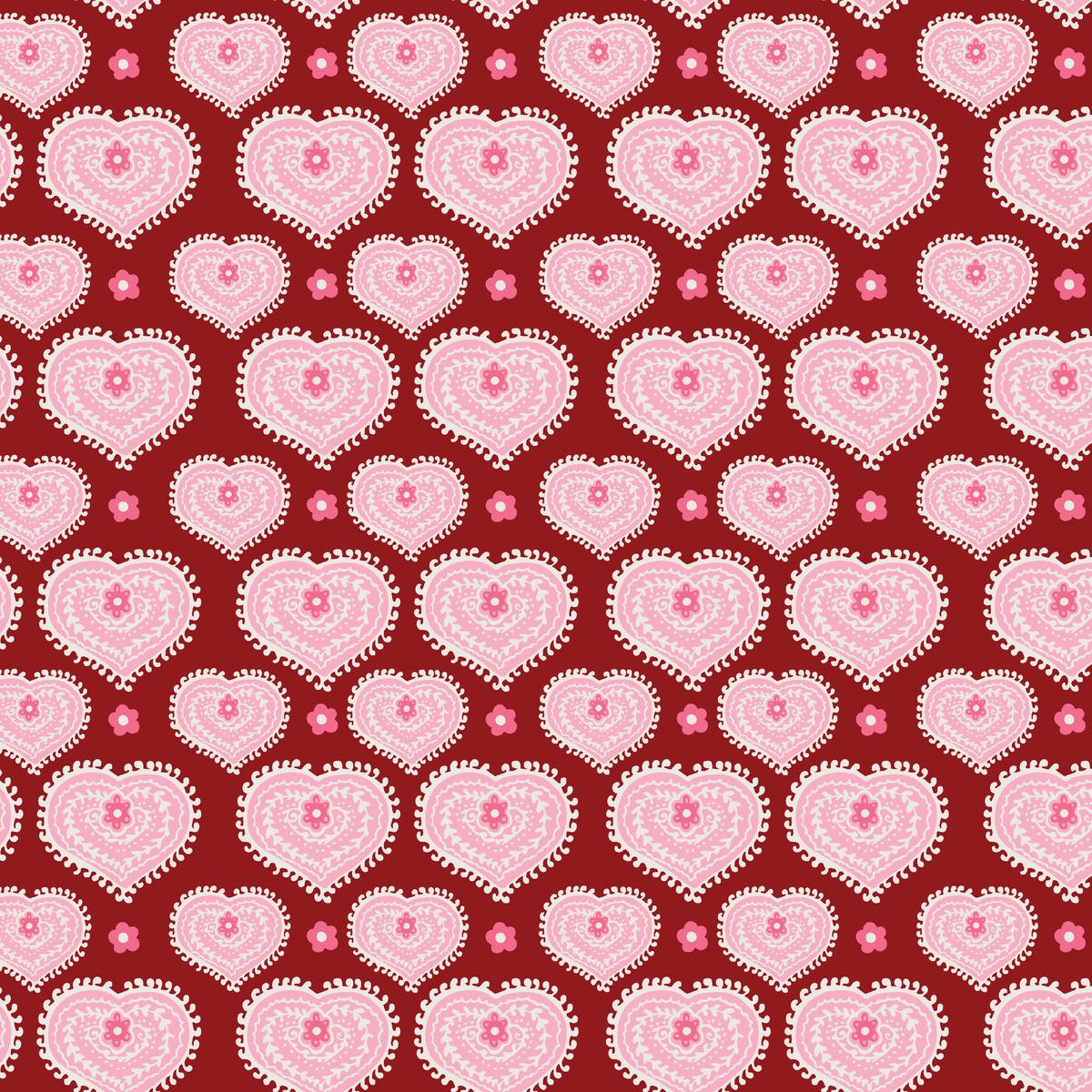Tatted Heart on Crimson Fabric