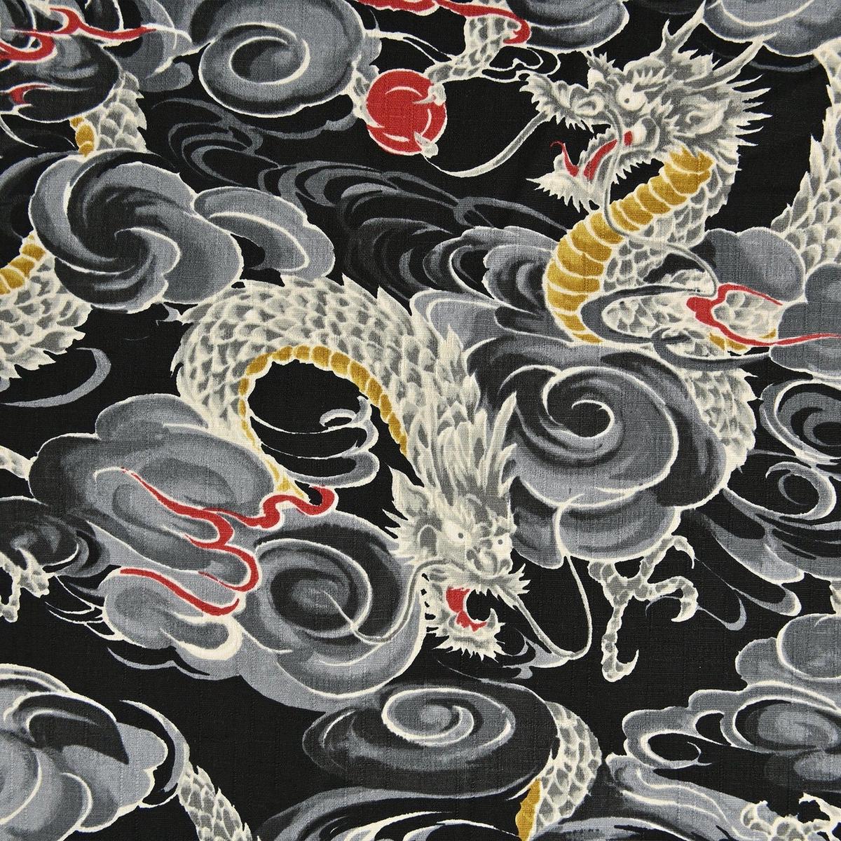 Todoroki Dragon Cotton Dobby – Black YGA-49110-3