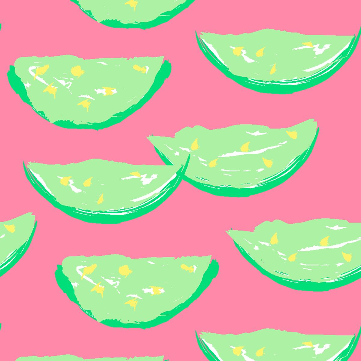 Watermelon Slices on Pink & Lime Green Fabric