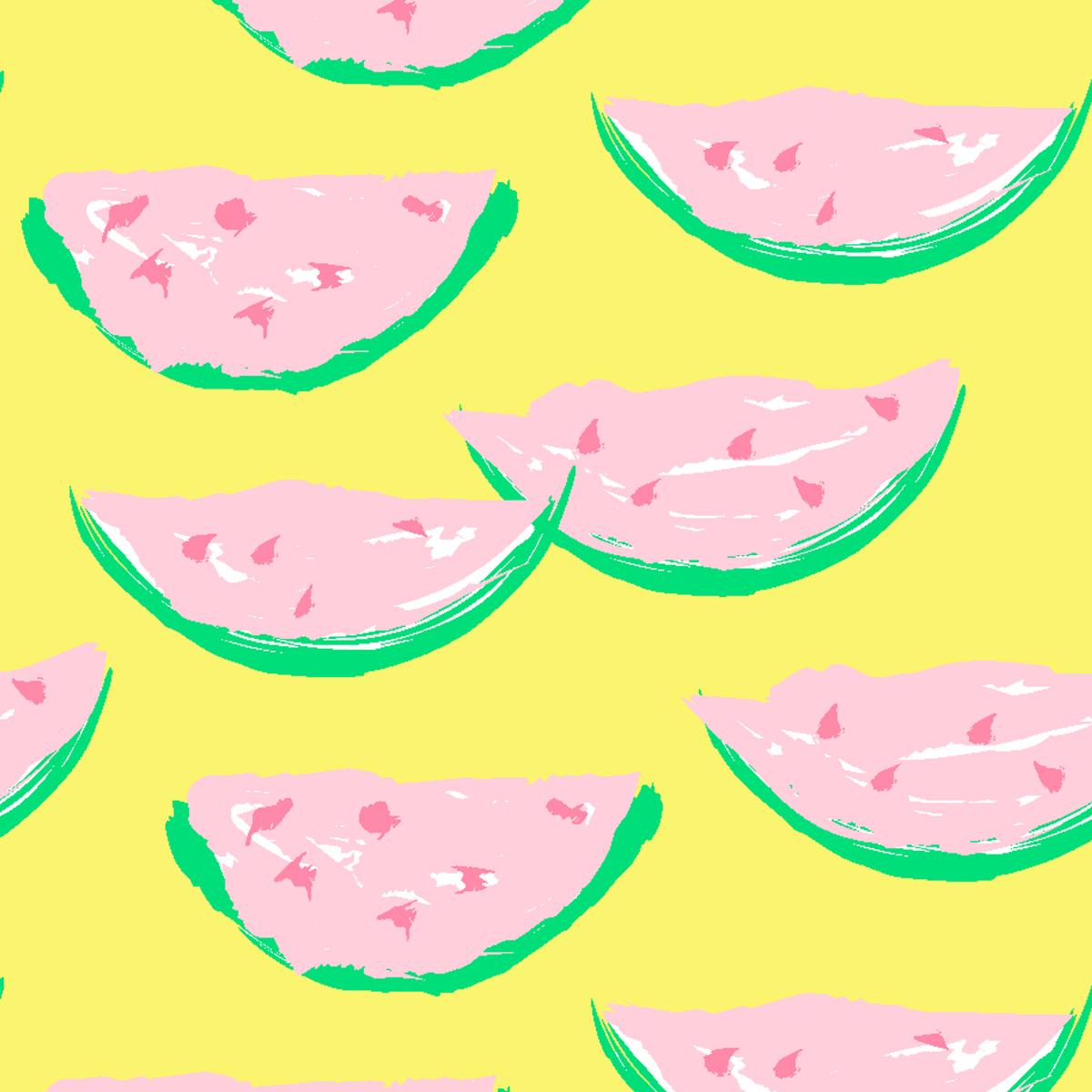 Watermelon Slices on Yellow & Light Pink Fabric
