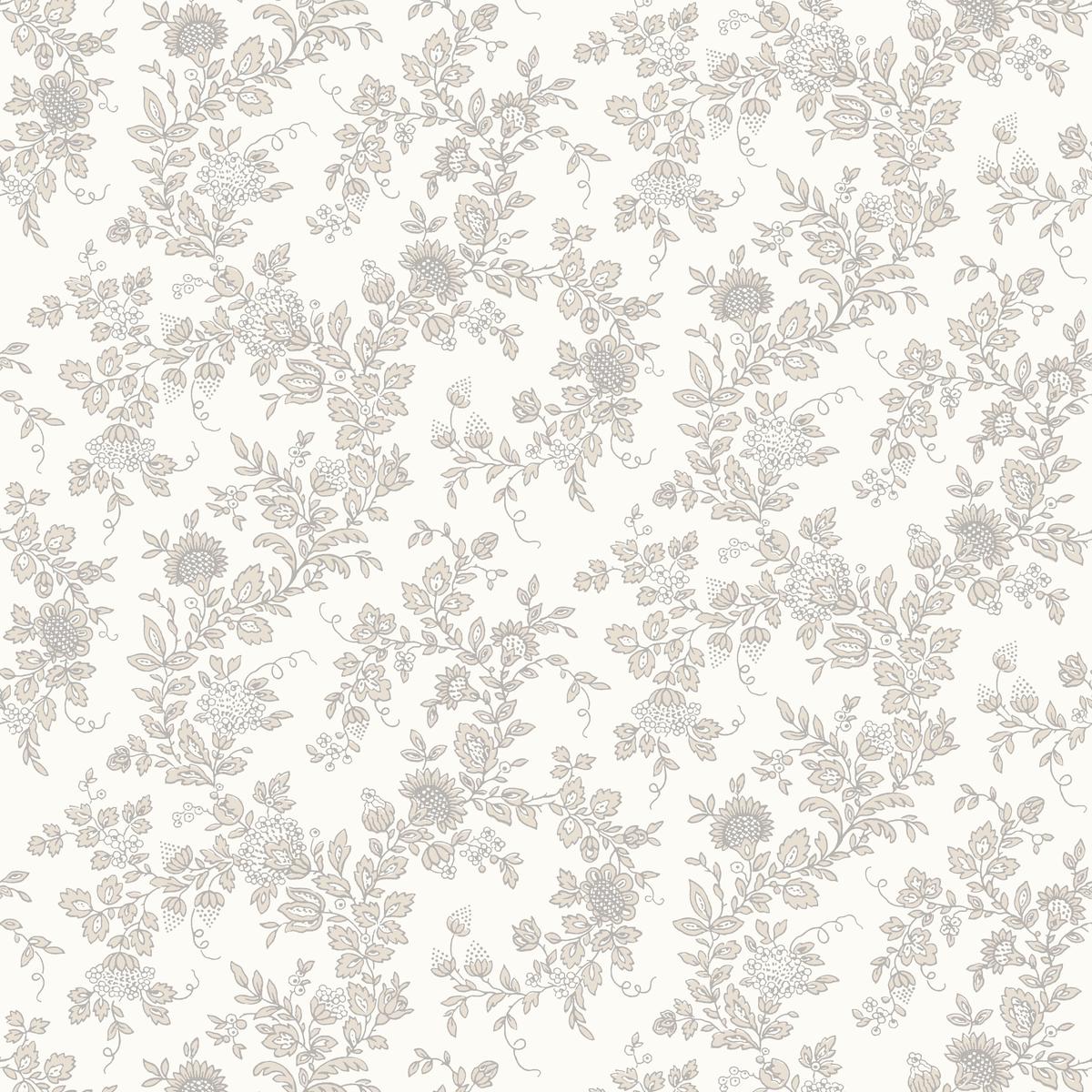 Classic Floral Toile in Gray and White Fabric