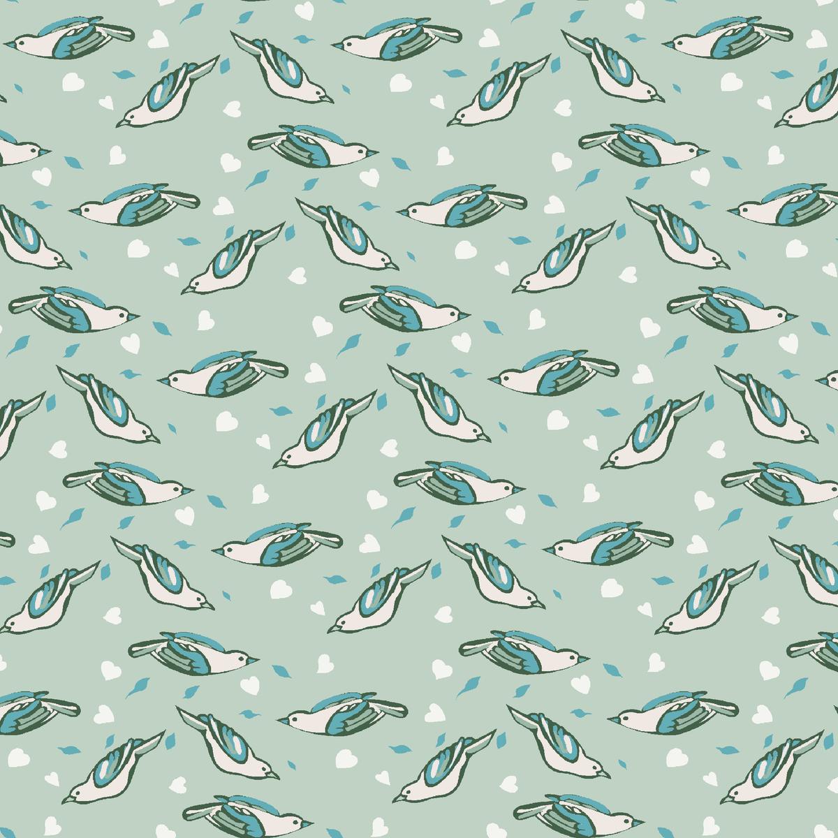 Flight of Love on Moss Fabric