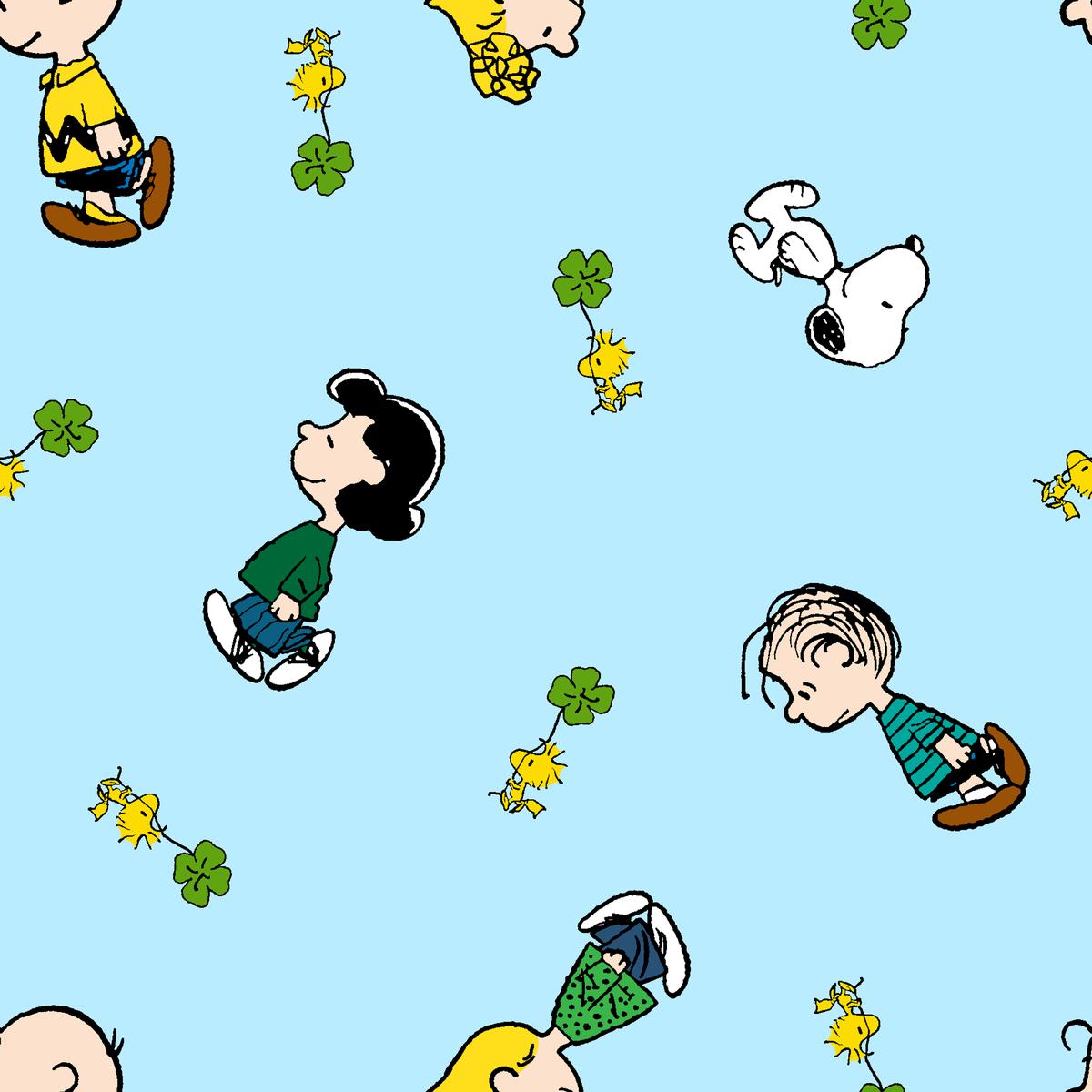 Peanuts Charlie Brown & Friends Shamrock Squad Fabric