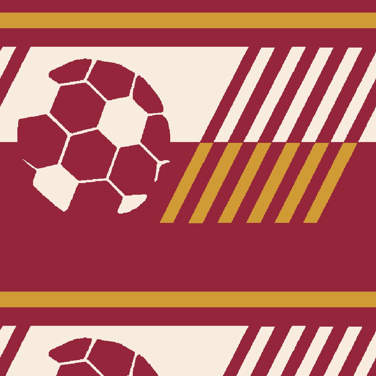 Soccer Stripe on Burgundy Fabric