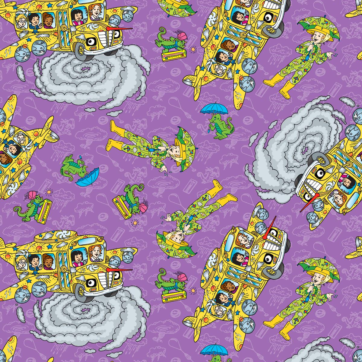 The Magic School Bus Weather Adventure on Purple Fabric