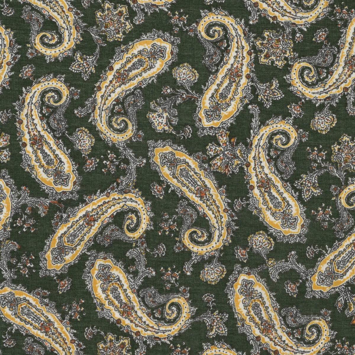 Vintage Paisley Block Print-inspired Cotton Voile – Green NFA-3100-103