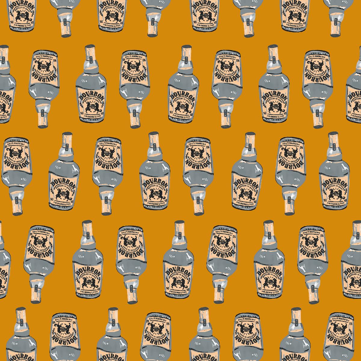 Whiskey Ginger For Friends and Foes Mustard Fabric