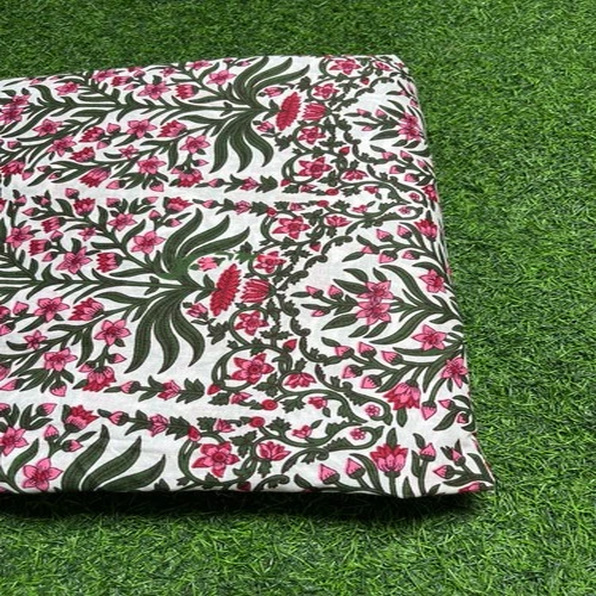 White Floral Print Indian Cotton Fabric Dressmaking Sewing Running Fabric 10 YD