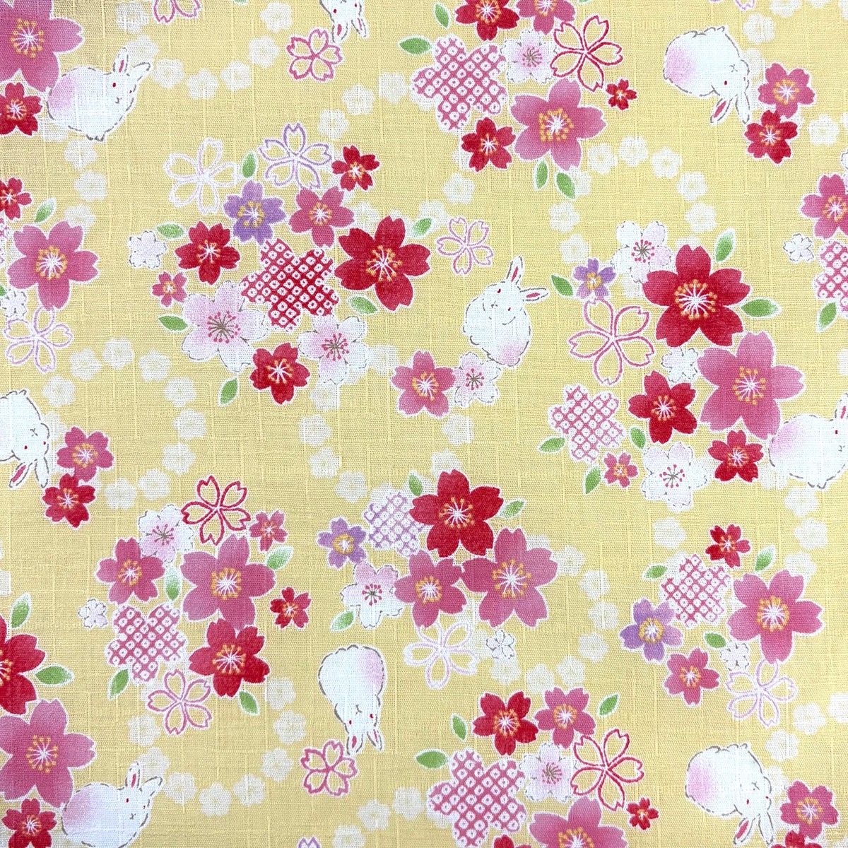 Cherry Blossom Rabbit Cotton Dobby – Yellow YGA-89040-1