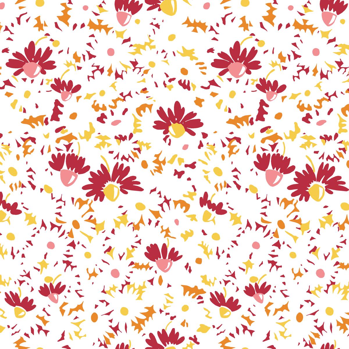 Daisy Carnival – Berry Floral Fabric