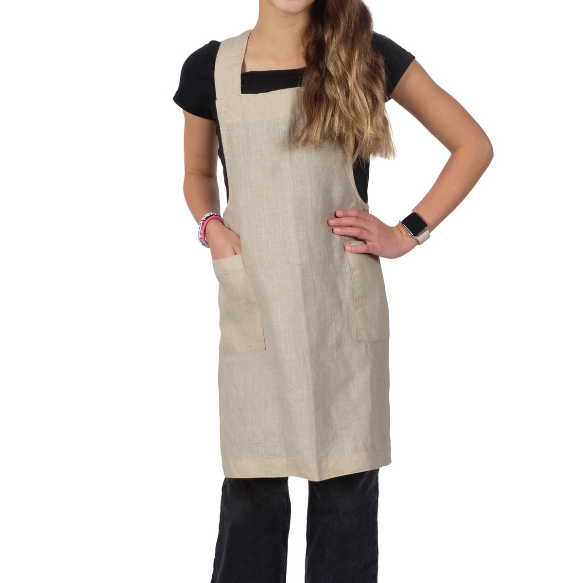 Firenze Kids Beige Linen Smock Apron (Various Colors)