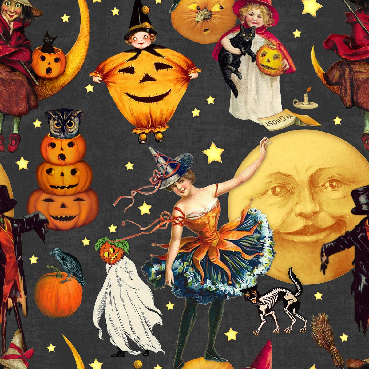Kate Ward Thacker – Vintage Spellbound – Halloween Collage Fabric