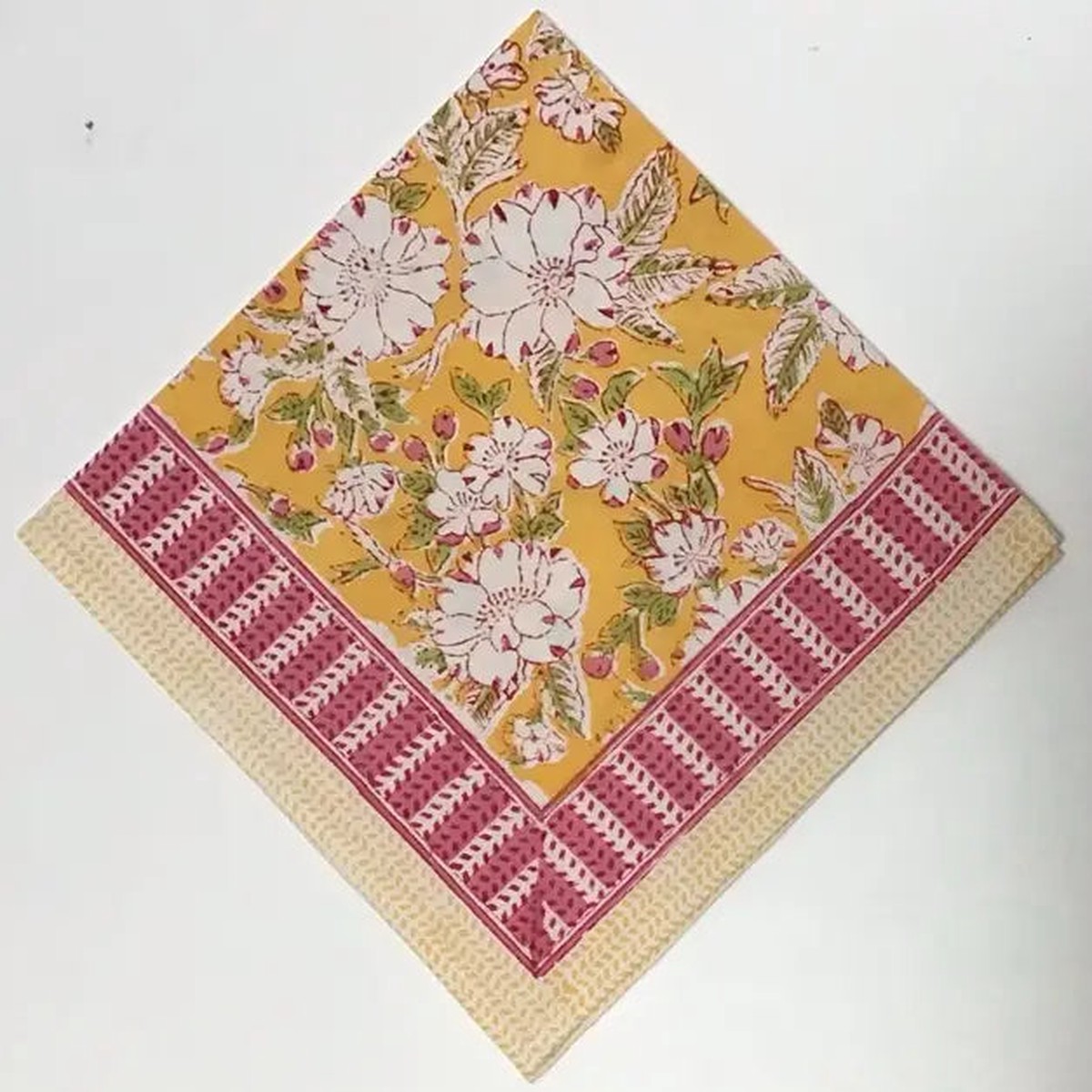 Napkin Camelia Yellow, Pink, Green