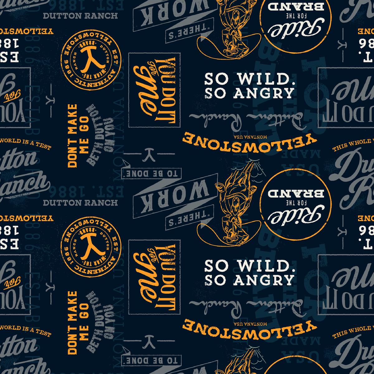 Yellowstone Quote Patches, Black & Gold Fabric
