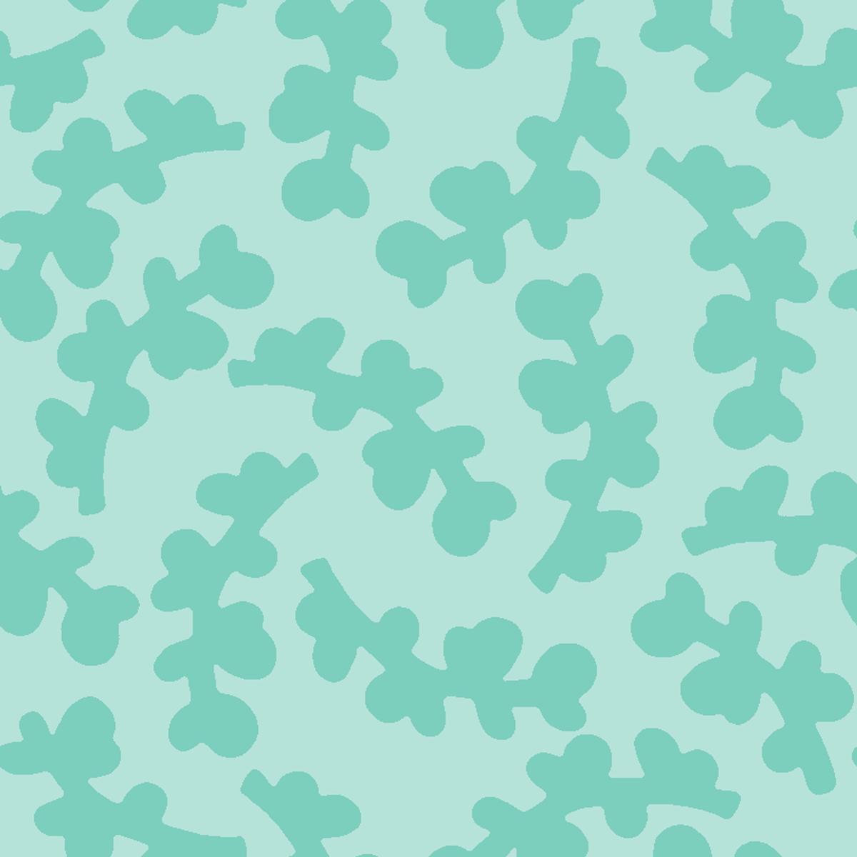 Curved Twigs on Mint & Teal Fabric