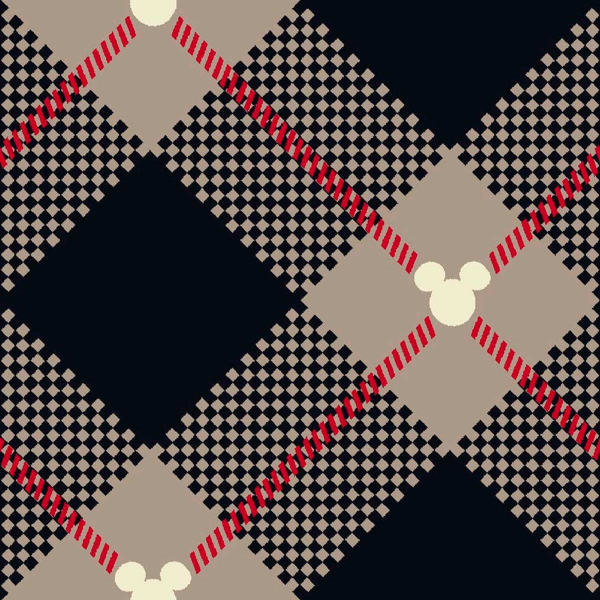 Disney Mickey Mouse Yuletide Plaid on Black