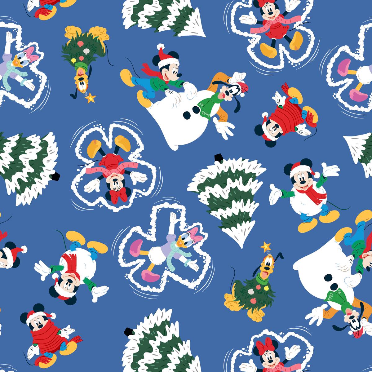 Disney Snow Day Christmas Mickey & Friends on Blue