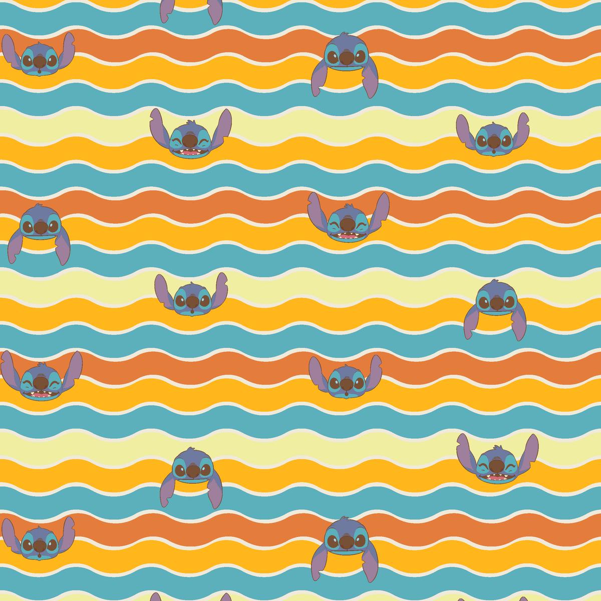 Disney Stitch Wave on Sunset Stripes Fabric