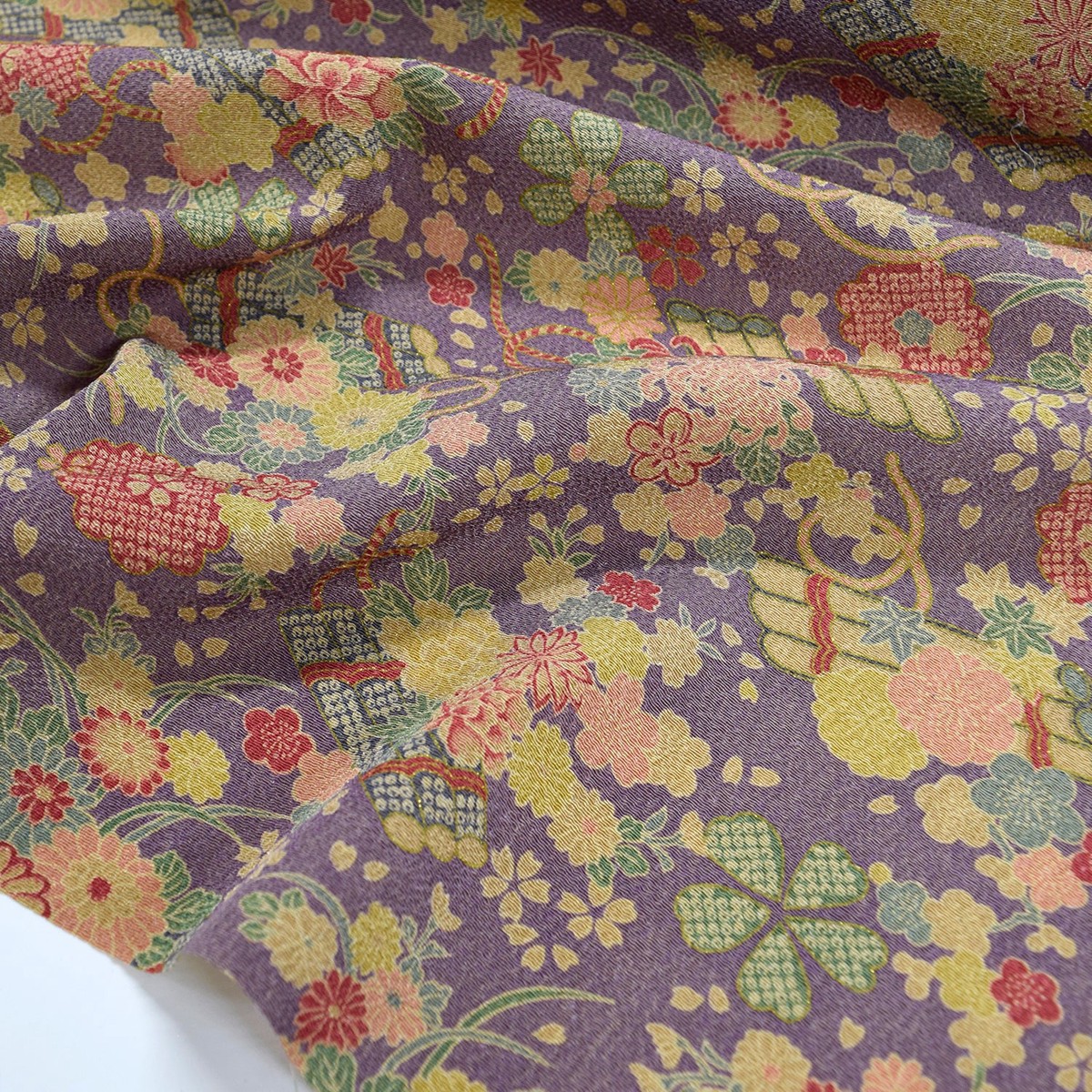 Kinsai Rayon Chirimen Fabric – Beige Toned [28″ Width] LS-009-1