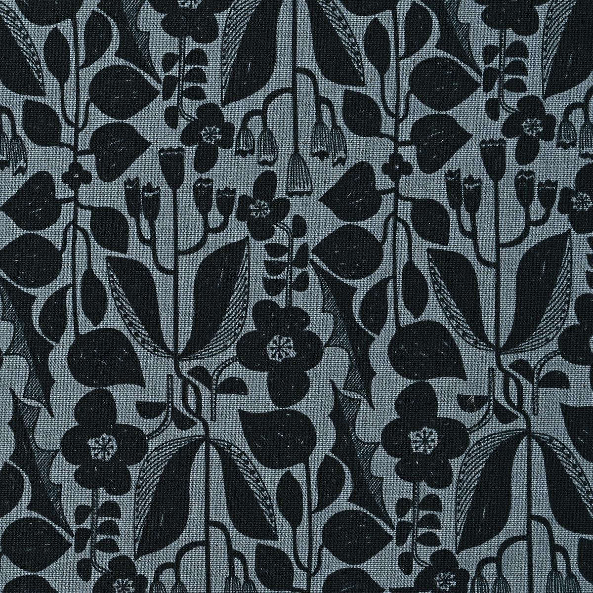 Linnea Botanical Cotton Linen Canvas – Blue x Black YKA-29060-1