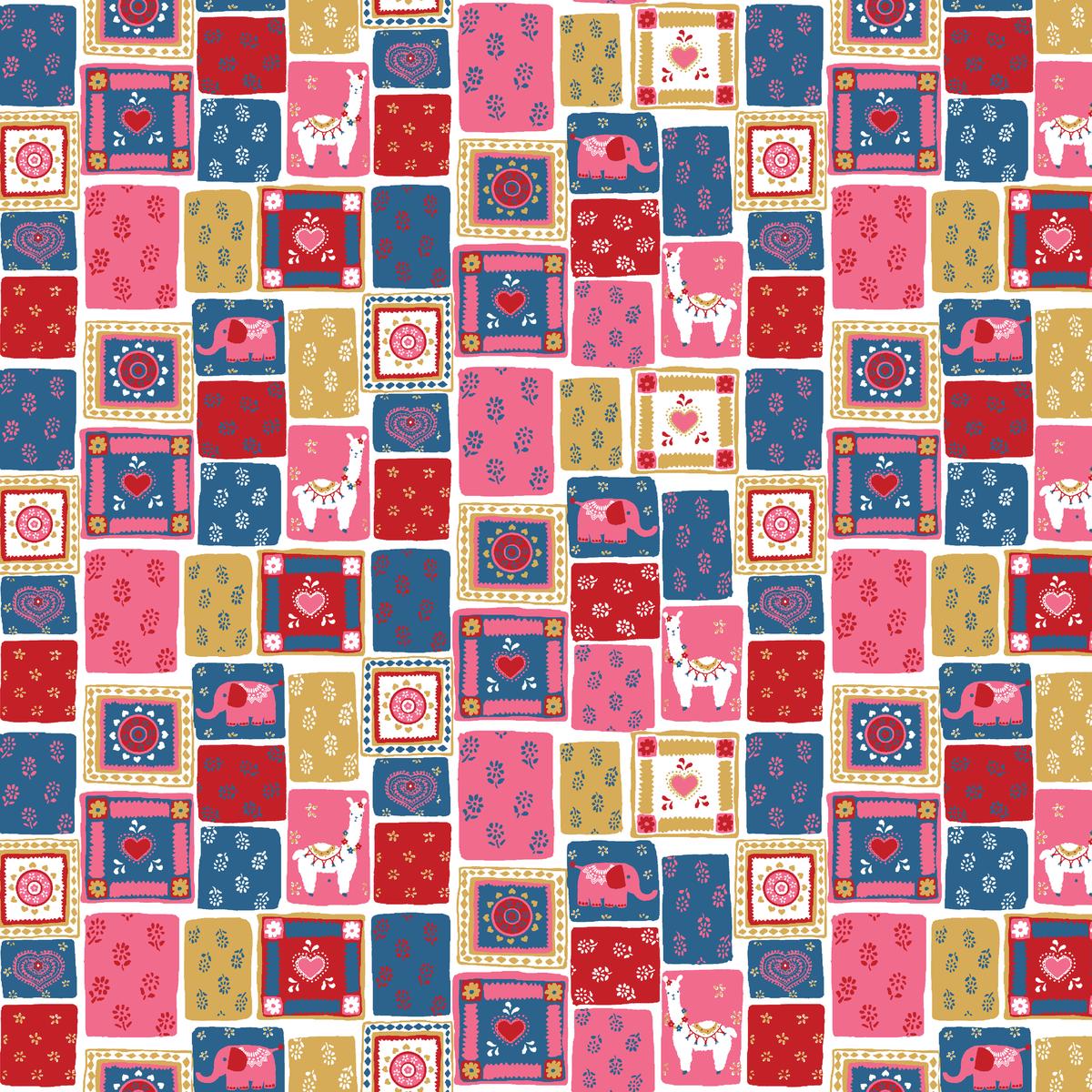 Llama Love on Bayou Blue Fabric